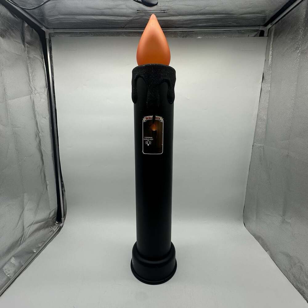 Mr Halloween Black Flickering Candle Orange Light 36" Tall Blow Mold Decoration